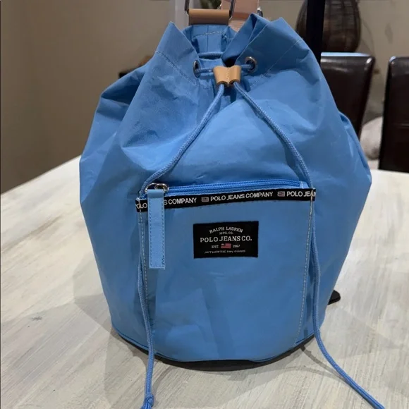 Ralph Lauren Polo Jeans Light Blue Drawstring Sling Pack - Picture 1 of 9